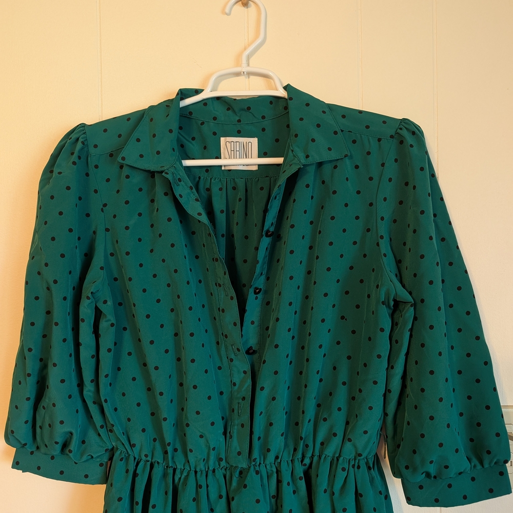 Soprano Teal Dress with Black Dots